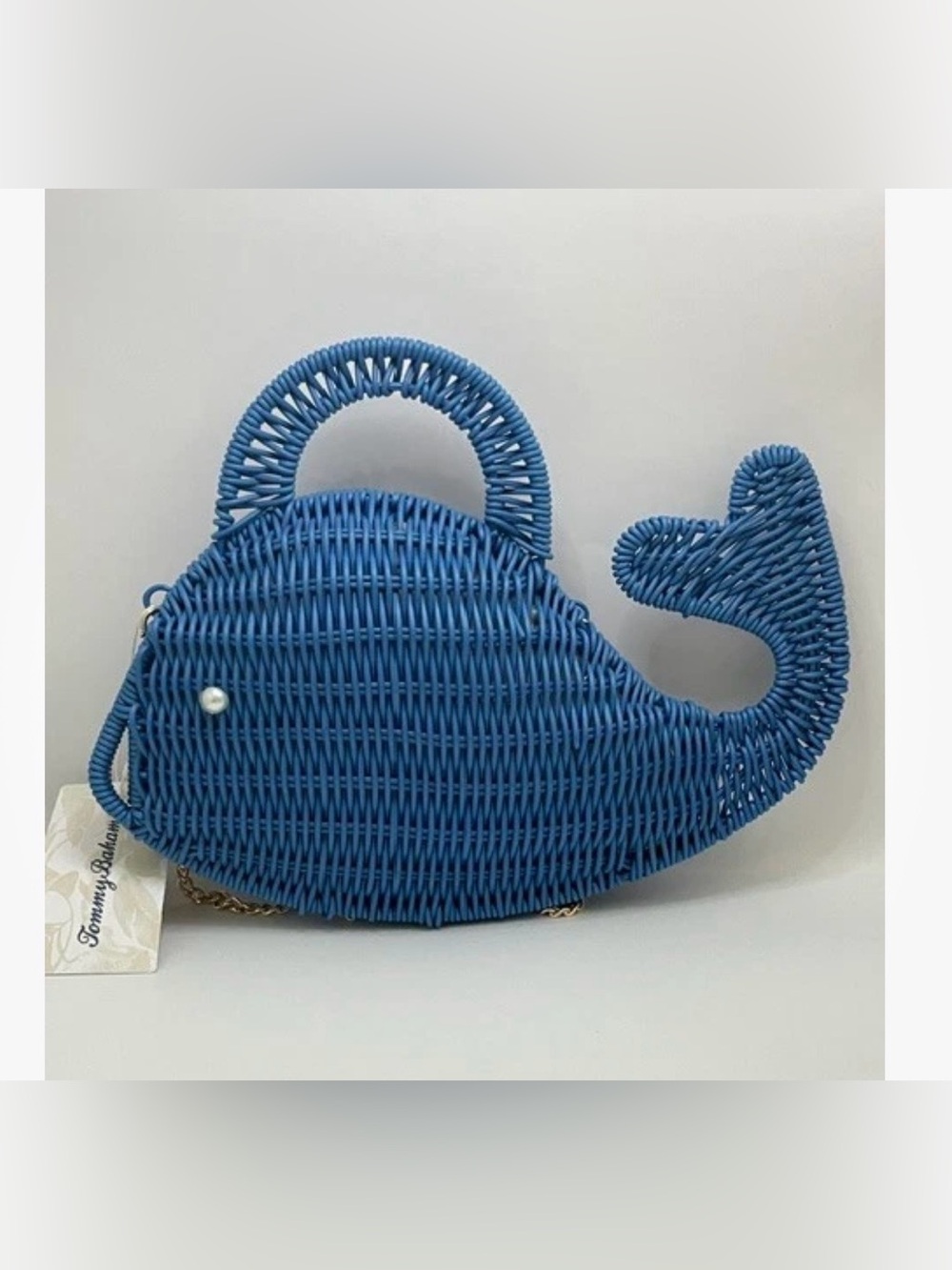 NWT Viral TikTok Tommy Bahama BLUE WHALE Woven Wicker Crossbody Bag